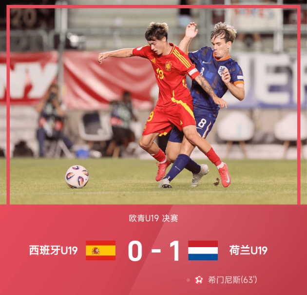 欧青战报:希门尼斯乌龙球,U19荷兰1:0西班牙U19夺冠