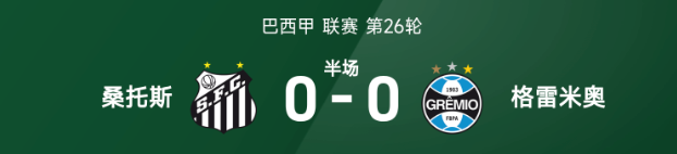 巴甲半场：艾莉森进球被吹，桑托斯暂0-0格雷米奥