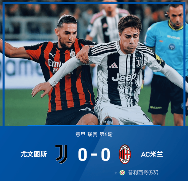 意甲战报：普利西奇失点，莱奥失良机，尤文0-0米兰