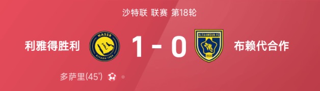 沙特联战报:C罗独造3球均被吹,利雅得胜利1-0布赖代合作