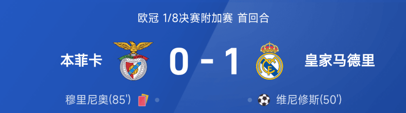 欧冠战报:维尼修斯破门,穆里尼奥染红,皇马1-0本菲卡