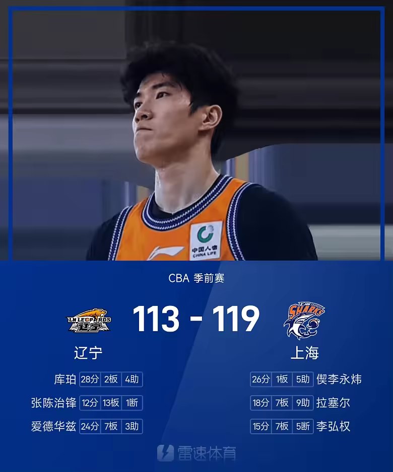 CBA季前赛战报偰李永炜26分上海双加时胜辽宁