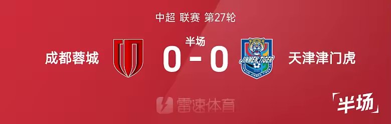 中超半场王秋明伤退双方0射正蓉城0比0津门虎