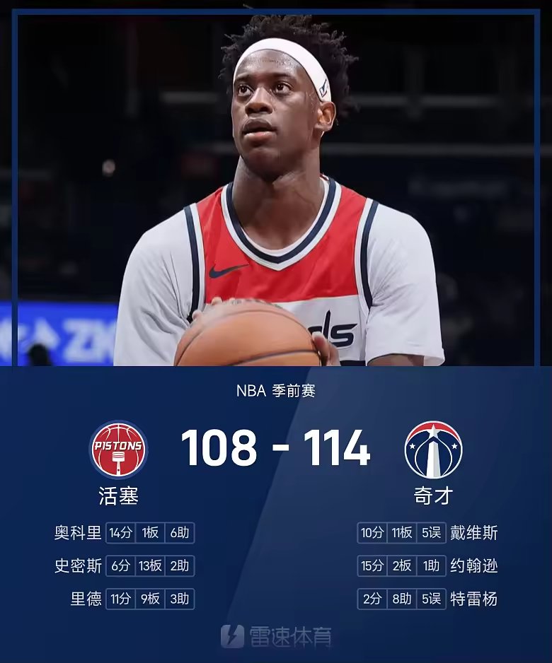 NBA季前赛战报迪班萨14分7板奇才加时114比108险胜活
