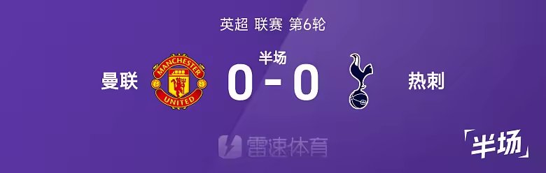 英超半场曼联0比0热刺索兰克失良机半场仅1射